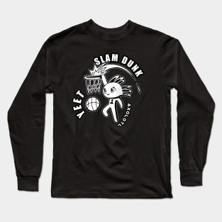 Slam Dunk Yeet Axolotl Basketball Kids Teens Sports Black White Long Sleeve T-Shirt